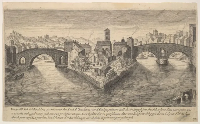 Framed Print : Plate 37: view of the church of San Bartolomeo all Isola on Tiber Island, Rome Framed Print : Plate 37: view of the church of San Bartolomeo all Isola on Tiber Island, Rome