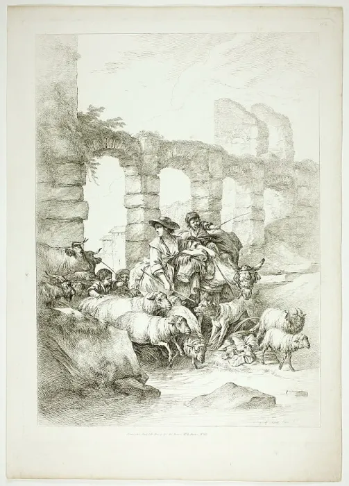 Framed Print : Plate Twelve of 38 from Oeuvres de J. B. Huet, 1796–99. Creator: Jean Baptiste Marie Huet Framed Print : Plate Twelve of 38 from Oeuvres de J. B. Huet, 1796–99. Creator: Jean Baptiste Marie Huet