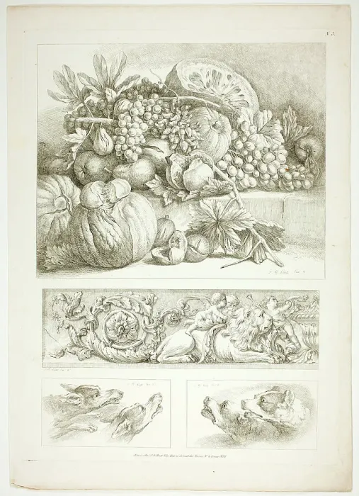 Framed Print : Plate Three of 38 from Oeuvres de J. B. Huet, 1796–99. Creator: Jean Baptiste Marie Huet