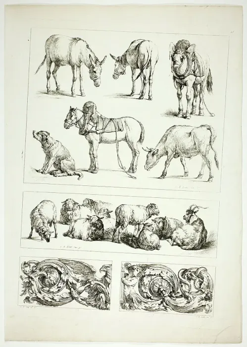 Framed Print : Plate fifteen of 38 from Oeuvres de J. B. Huet, 1796–99. Creator: Jean Baptiste Marie Huet Framed Print : Plate fifteen of 38 from Oeuvres de J. B. Huet, 1796–99. Creator: Jean Baptiste Marie Huet