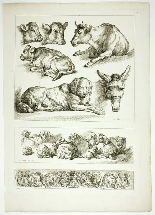 Framed Print : Plate Twenty of 38 from Oeuvres de J. B. Huet, 1796–99. Creator: Jean Baptiste Marie Huet Framed Print : Plate Twenty of 38 from Oeuvres de J. B. Huet, 1796–99. Creator: Jean Baptiste Marie Huet
