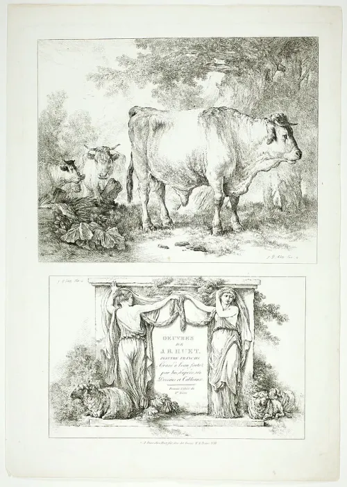 Framed Print : Plate One of 38 from Oeuvres de J. B. Huet, 1796–99. Creator: Jean Baptiste Marie Huet Framed Print : Plate One of 38 from Oeuvres de J. B. Huet, 1796–99. Creator: Jean Baptiste Marie Huet
