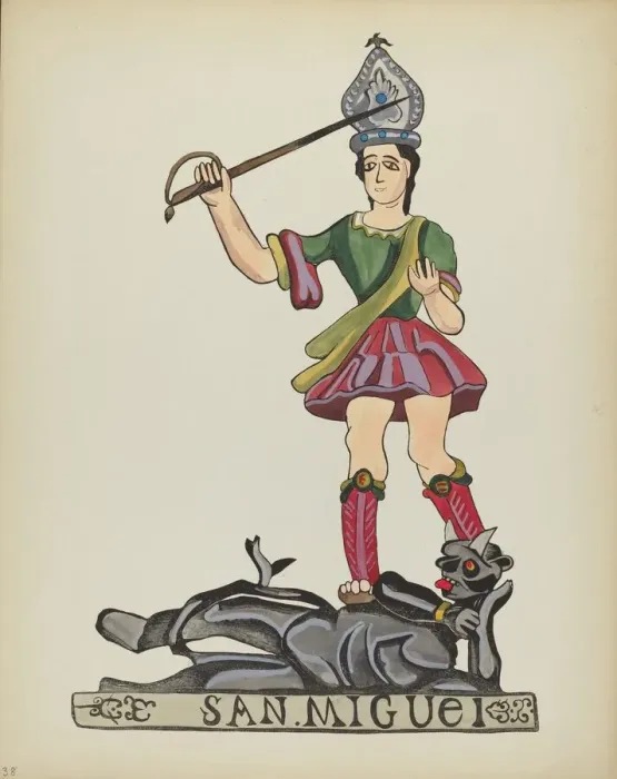 Framed Print : Plate 38: Saint Michael: From Portfolio Spanish Colonial Designs of New Mexico, 1935 / 1942. Creator: Unknown Framed Print : Plate 38: Saint Michael: From Portfolio Spanish Colonial Designs of New Mexico, 1935 / 1942. Creator: Unknown