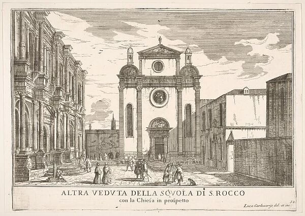 Plate 38: View of the facade of the church of St. Roch and at left the facade of the