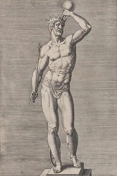 Plate 4: Apollo; statue of the nude god standing on a socle