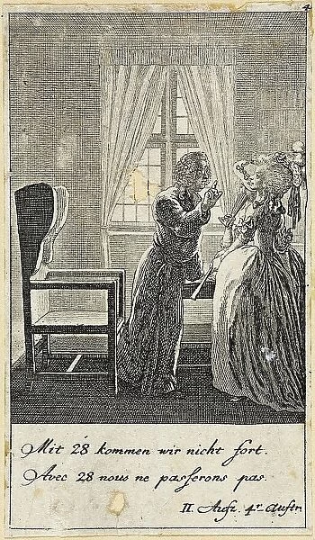 Plate 4 for C. L. Bretzner's The Marriage Broker, 1784. Creator: Daniel Nikolaus Chodowiecki