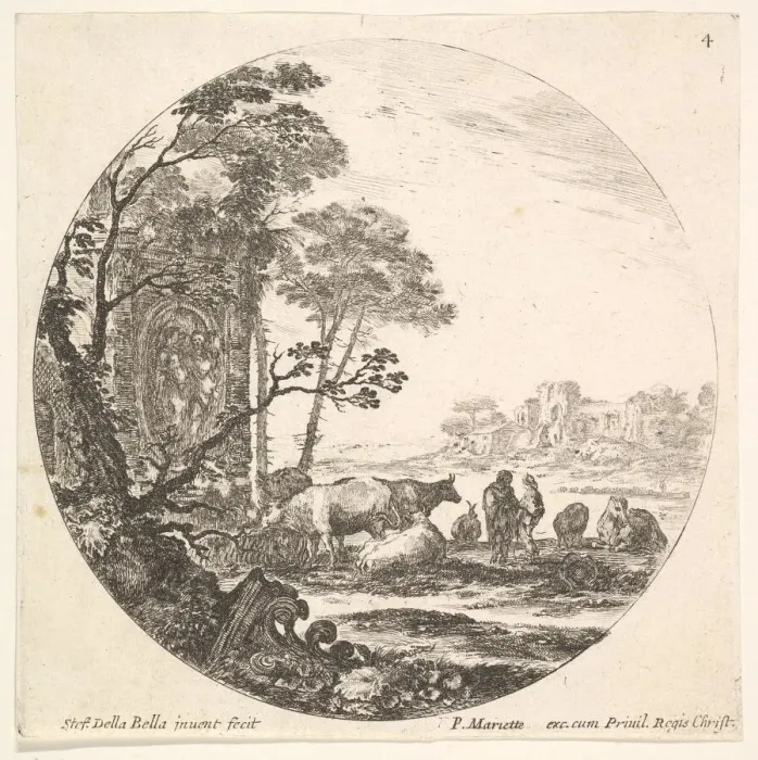 Framed Print : Plate 4: a Corinthian capital on the ground to left in the foreground, a monument w Framed Print : Plate 4: a Corinthian capital on the ground to left in the foreground, a monument w