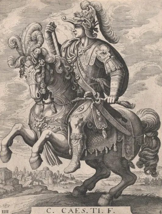 Framed Print : Plate 4: Emperor Gaius on Horseback, from The First Twelve Roman Caesars, after Tempe Framed Print : Plate 4: Emperor Gaius on Horseback, from The First Twelve Roman Caesars, after Tempe