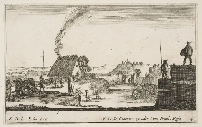 Framed Print : Plate 4: A military encampment with a soldier standing on a parapet to the right beati Framed Print : Plate 4: A military encampment with a soldier standing on a parapet to the right beati