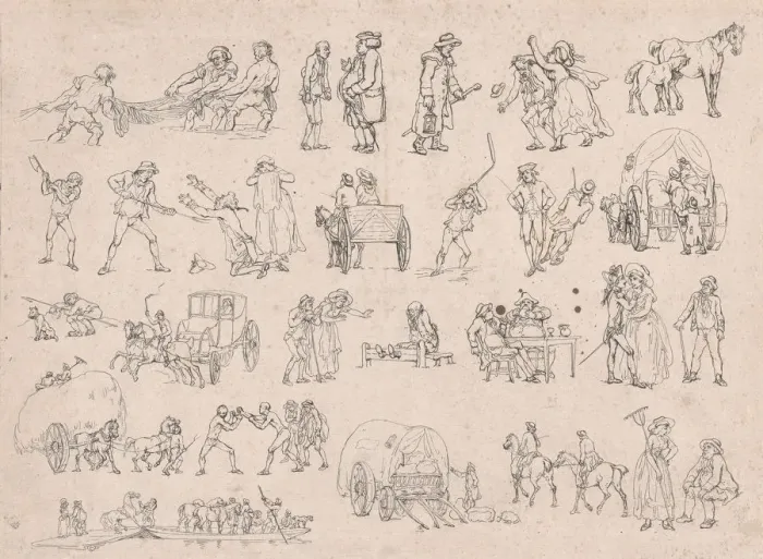 Framed Print : Plate 4, Outlines of Figures, Landscapes and Cattle... for the Use of Learners, Ma Framed Print : Plate 4, Outlines of Figures, Landscapes and Cattle... for the Use of Learners, Ma