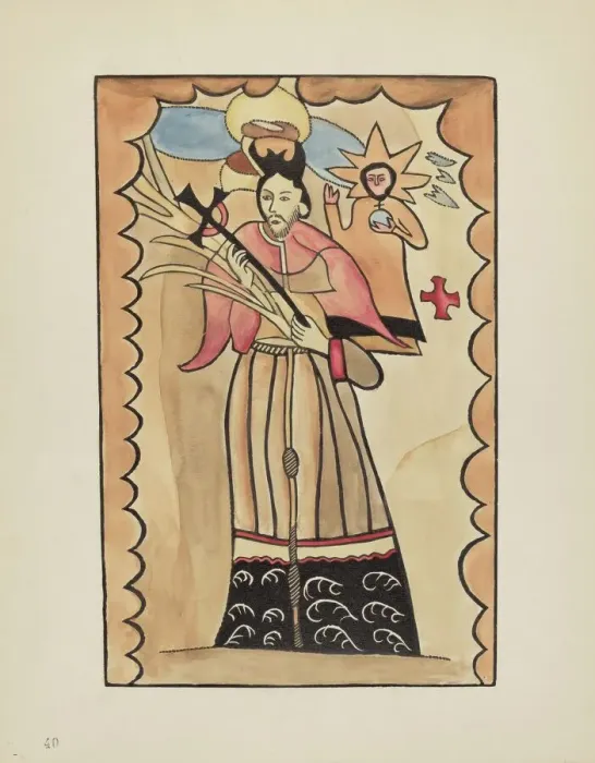 Framed Print : Plate 40: St. John Nepomuk: From Portfolio Spanish Colonial Designs of New Mexico, 1935 / 1942. Creator: Unknown Framed Print : Plate 40: St. John Nepomuk: From Portfolio Spanish Colonial Designs of New Mexico, 1935 / 1942. Creator: Unknown
