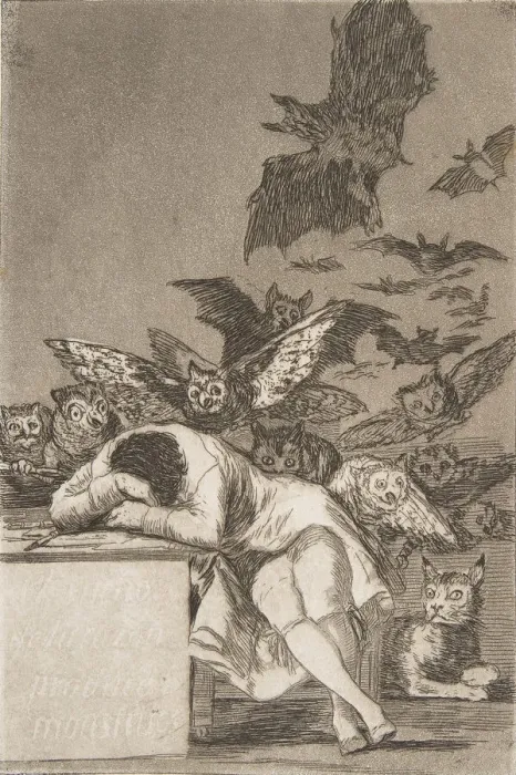 Framed Print : Plate 43 from Los Caprichos : The sleep of reason produces monsters (E Framed Print : Plate 43 from Los Caprichos : The sleep of reason produces monsters (E