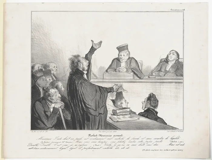 Framed Print : Plate 44: Robert Macaire avocat, 1838. Creator: Honore Daumier Framed Print : Plate 44: Robert Macaire avocat, 1838. Creator: Honore Daumier