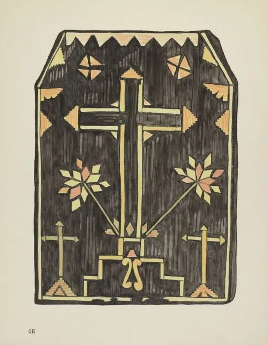 Framed Print : Plate 46: Straw Applique Design: From Portfolio Spanish Colonial Designs of New Mexico, 1935 / 1942. Creator: Unknown Framed Print : Plate 46: Straw Applique Design: From Portfolio Spanish Colonial Designs of New Mexico, 1935 / 1942. Creator: Unknown
