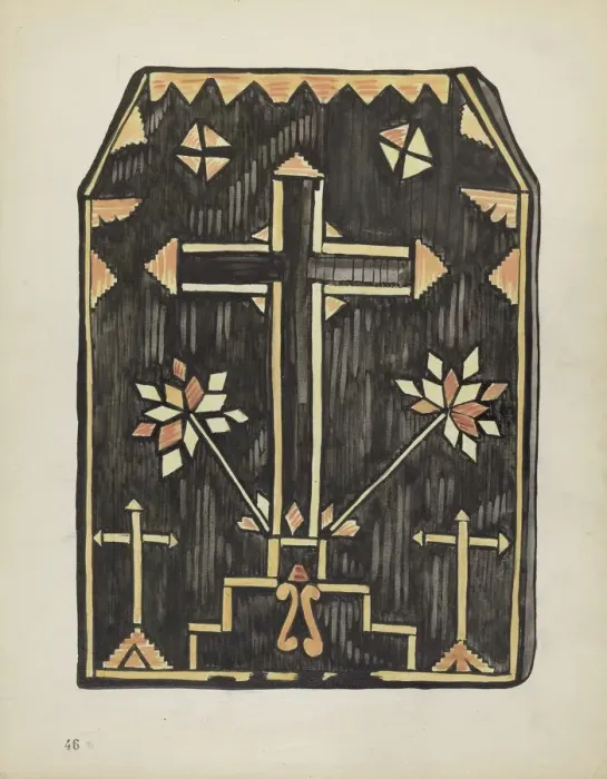 Framed Print : Plate 46: Straw Applique Design: From Portfolio Spanish Colonial Designs of New Mexico, 1935 / 1942. Creator: Unknown Framed Print : Plate 46: Straw Applique Design: From Portfolio Spanish Colonial Designs of New Mexico, 1935 / 1942. Creator: Unknown