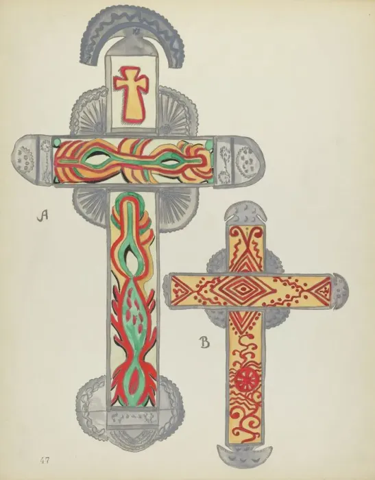 Framed Print : Plate 47: Crosses of Tin: From Portfolio Spanish Colonial Designs of New Mexico, 1935  /  1942. Creator: Unknown