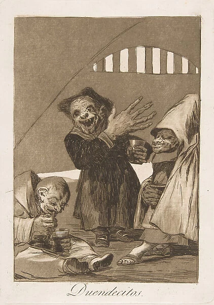 Plate 49 from Los Caprichos': Hobgoblins (Duendecitos.), 1799. Creator: Francisco Goya