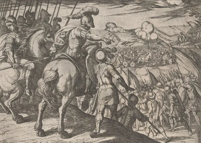 Framed Print : Plate 5: Alexander Directing a Battle, from The Deeds of Alexander the Great, 1608 Framed Print : Plate 5: Alexander Directing a Battle, from The Deeds of Alexander the Great, 1608