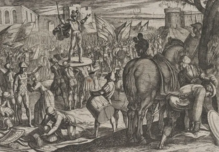 Framed Print : Plate 5: Bruno Appointed Leader of the Caninefates, from The War of the Romans Against Framed Print : Plate 5: Bruno Appointed Leader of the Caninefates, from The War of the Romans Against