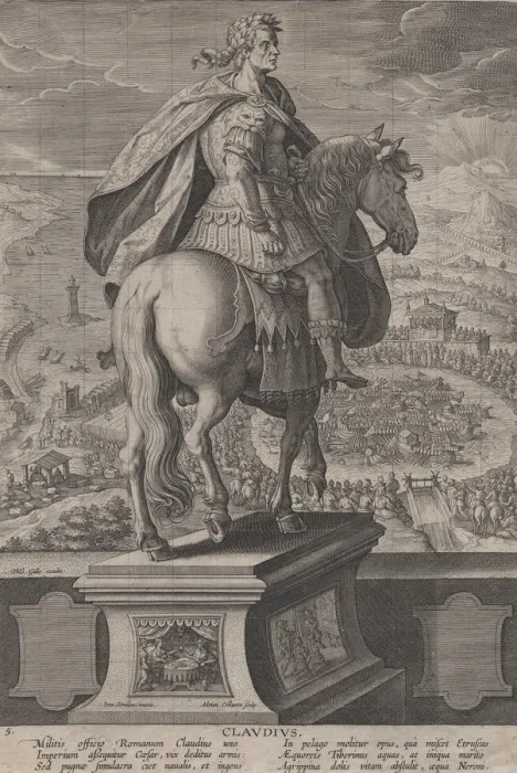 Framed Print : Plate 5: equestrian statue of Claudius, seen from behind, a naval competition at ri Framed Print : Plate 5: equestrian statue of Claudius, seen from behind, a naval competition at ri