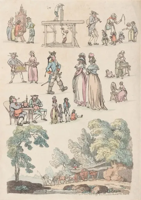 Framed Print : Plate 5, Outlines of Figures, Landscapes and Cattle... for the Use of Learners, Ju Framed Print : Plate 5, Outlines of Figures, Landscapes and Cattle... for the Use of Learners, Ju