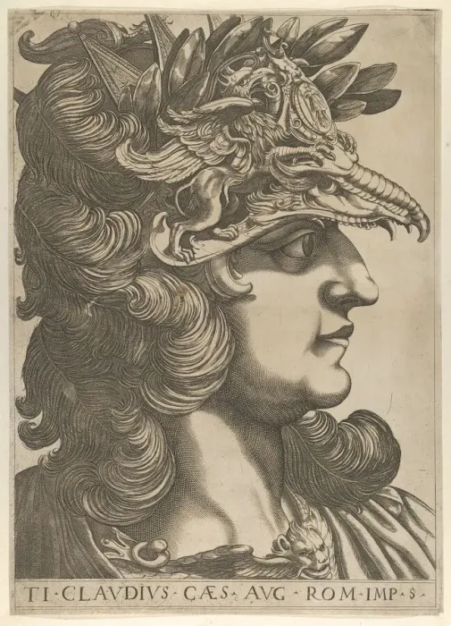 Framed Print : Plate 5: Tiberius Claudius in profile to the right, from The Twelve Caesars, 1610-40 Framed Print : Plate 5: Tiberius Claudius in profile to the right, from The Twelve Caesars, 1610-40