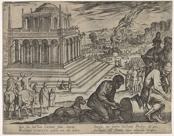 Plate 5: Tomb of Mausolus, stone masons make a column at the right