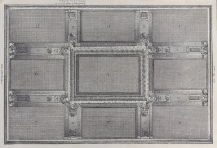 Framed Print : Plate 5: view of the ceiling with its ornaments and frescoed paintings, 1756 Framed Print : Plate 5: view of the ceiling with its ornaments and frescoed paintings, 1756