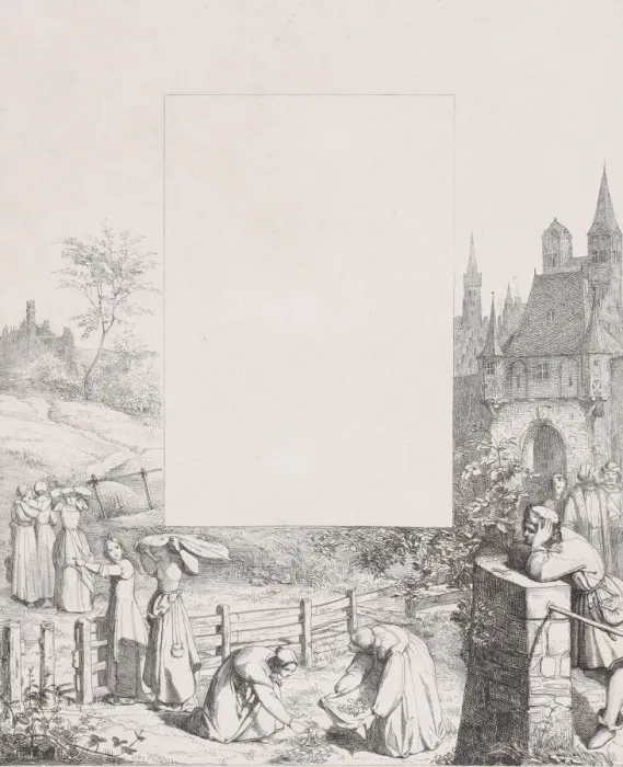 Framed Print : Plate 5: women collecting plants and carrying them over their heads Framed Print : Plate 5: women collecting plants and carrying them over their heads
