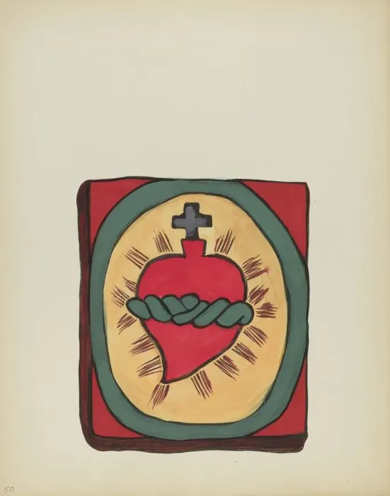 Framed Print : Plate 50: Sacred Heart: From Portfolio Spanish Colonial Designs of New Mexico, 1935 / 1942. Creator: Unknown Framed Print : Plate 50: Sacred Heart: From Portfolio Spanish Colonial Designs of New Mexico, 1935 / 1942. Creator: Unknown