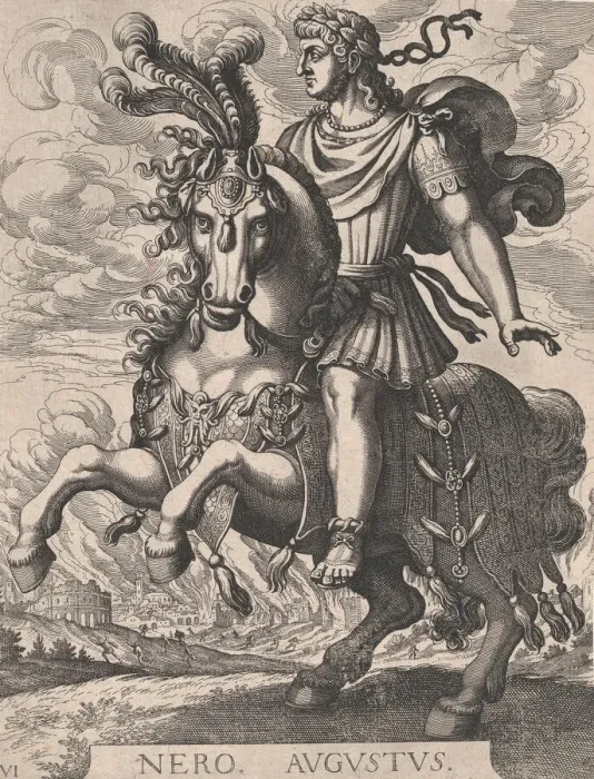 Framed Print : Plate 6: Emperor Nero on Horseback, from The First Twelve Roman Caesars, after Tempes