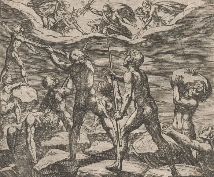 Framed Print : Plate 6: The Giants Attempting to Storm Olympus (Gigantomachia) Framed Print : Plate 6: The Giants Attempting to Storm Olympus (Gigantomachia)