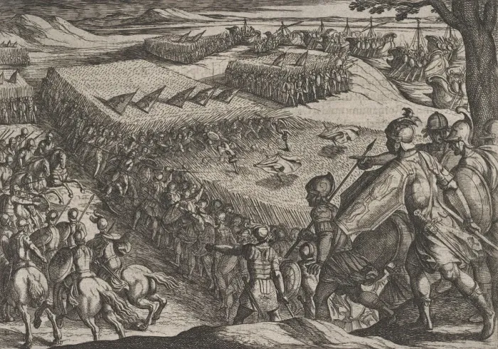 Framed Print : Plate 6: Romans Defeated Near the Rhine, from The War of the Romans Against the Batavians Framed Print : Plate 6: Romans Defeated Near the Rhine, from The War of the Romans Against the Batavians