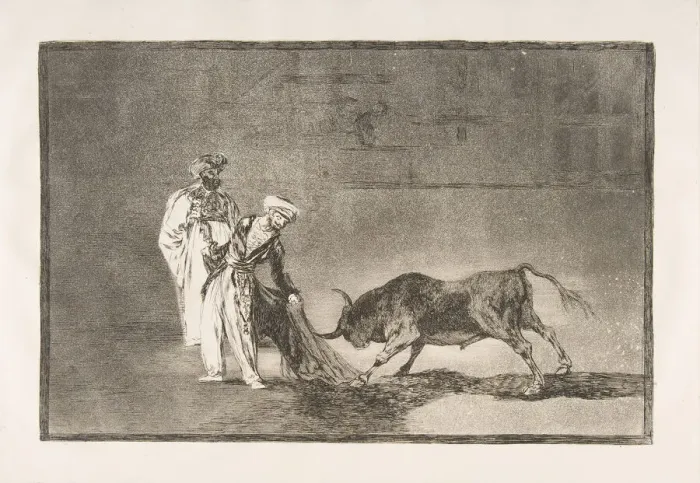 Framed Print : Plate 6 from The Tauromaquia : The Moors make a different play in the ring calling Framed Print : Plate 6 from The Tauromaquia : The Moors make a different play in the ring calling