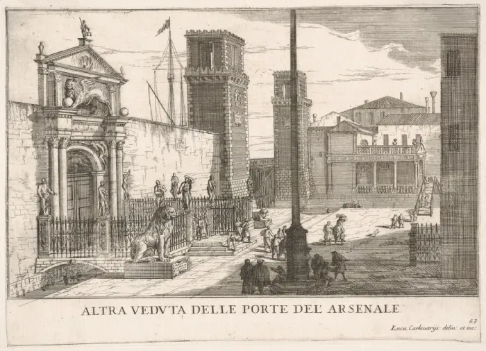 Framed Print : Plate 63: View of the gate of the shipyard and armory complex (Arsenale), Venice, 1703 Framed Print : Plate 63: View of the gate of the shipyard and armory complex (Arsenale), Venice, 1703