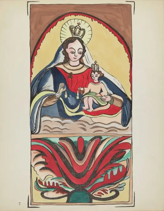 Framed Print : Plate 7: Our Lady of Mt. Carmel: From Portfolio Spanish Colonial Designs of New Mexico, 1935 / 1942. Creator: Unknown Framed Print : Plate 7: Our Lady of Mt. Carmel: From Portfolio Spanish Colonial Designs of New Mexico, 1935 / 1942. Creator: Unknown
