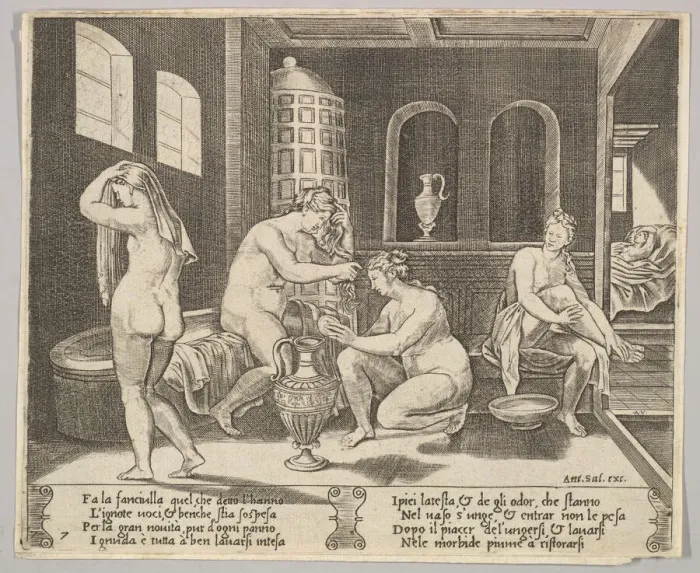 Framed Print : Plate 7: Psyche attended in her bath by nymphs, in the background right Psyche repr Framed Print : Plate 7: Psyche attended in her bath by nymphs, in the background right Psyche repr