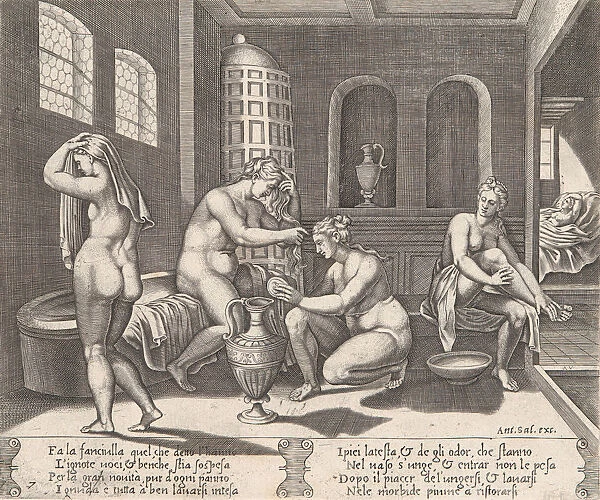 Plate 7: Psyche attended in her bath, from the Story of Cupid and Psyche as told by Apu