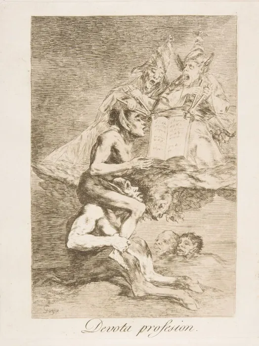Framed Print : Plate 70 from Los Caprichos : Devout Profession (Devota profesion. ), 1799 Framed Print : Plate 70 from Los Caprichos : Devout Profession (Devota profesion. ), 1799