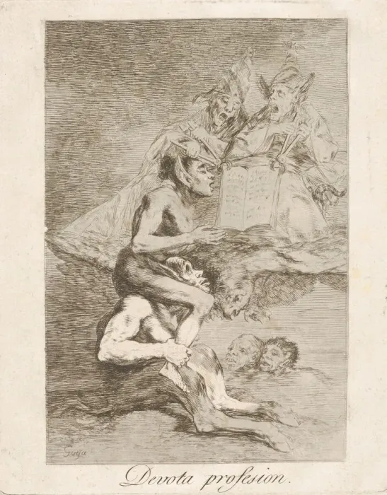 Framed Print : Plate 70 from Los Caprichos : Devout Profession (Devota profesion. ), 1799 Framed Print : Plate 70 from Los Caprichos : Devout Profession (Devota profesion. ), 1799