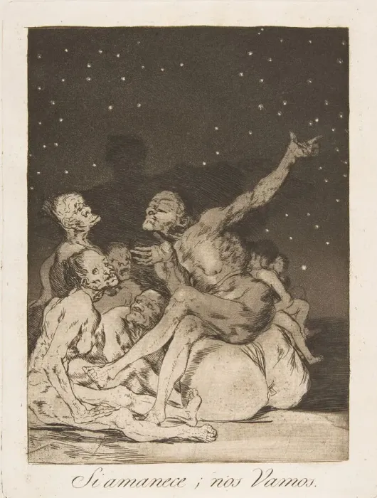 Framed Print : Plate 71 from Los Caprichos : When day breaks we will be off (Si amanece; nos Vamos Framed Print : Plate 71 from Los Caprichos : When day breaks we will be off (Si amanece; nos Vamos