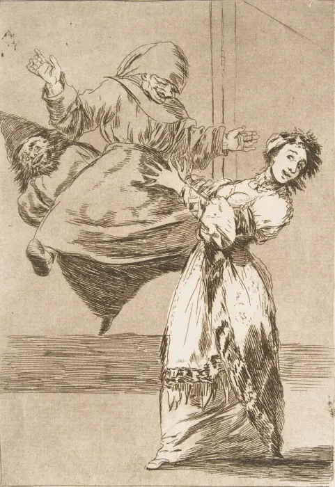 Framed Print : Plate 74 from Los Caprichos : Don t scream, stupid (No grites, tonta), 1799 Framed Print : Plate 74 from Los Caprichos : Don t scream, stupid (No grites, tonta), 1799
