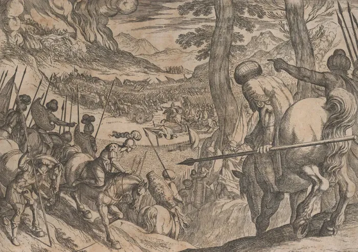 Framed Print : Plate 8: Alexander Encircling the Enemy Troops with Fire Framed Print : Plate 8: Alexander Encircling the Enemy Troops with Fire