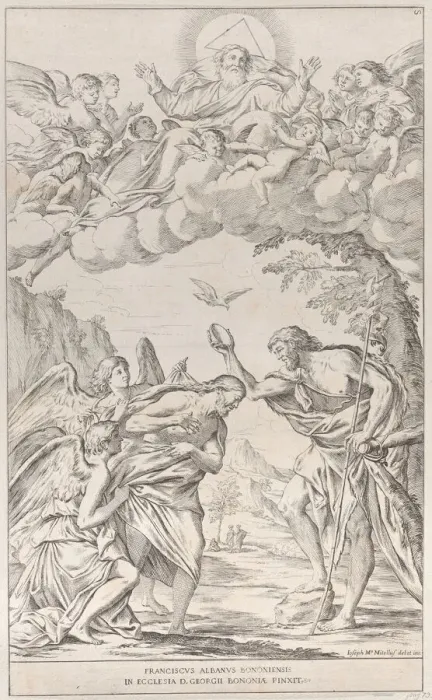 Framed Print : Plate 8: the Baptism of Christ, 1678. Creator: Giuseppe Maria Mitelli Framed Print : Plate 8: the Baptism of Christ, 1678. Creator: Giuseppe Maria Mitelli