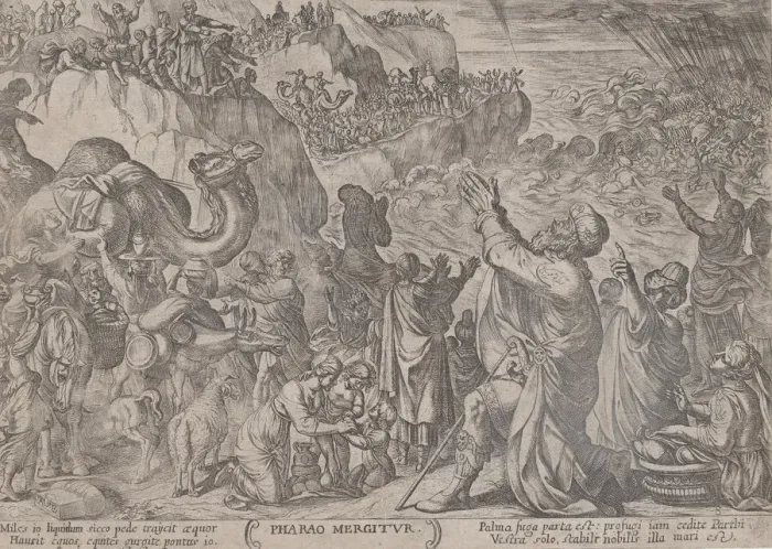 Framed Print : Plate 8: The Egyptians Drowning in the Red Sea, from The Battles of the Old... ca Framed Print : Plate 8: The Egyptians Drowning in the Red Sea, from The Battles of the Old... ca