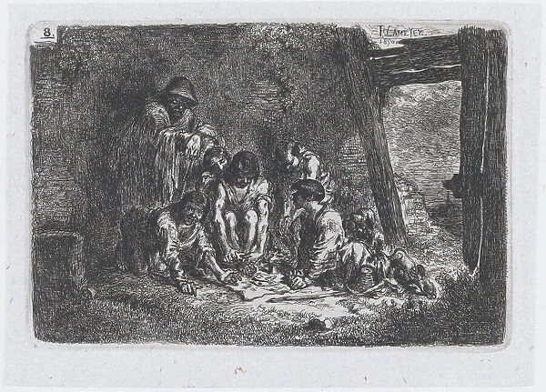Plate 8: a group of figures some of whom are playing a game