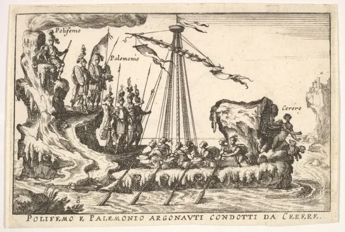 Framed Print : Plate 8: Polyphemus and Palemonius led by Ceres (Polifemo e Palemonio Argonauti condotti Framed Print : Plate 8: Polyphemus and Palemonius led by Ceres (Polifemo e Palemonio Argonauti condotti