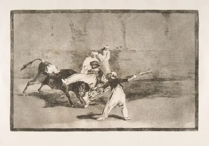 Framed Print : Plate 8 of the Tauromaquia : A Moor caught by the bull in the ring, 1816 Framed Print : Plate 8 of the Tauromaquia : A Moor caught by the bull in the ring, 1816