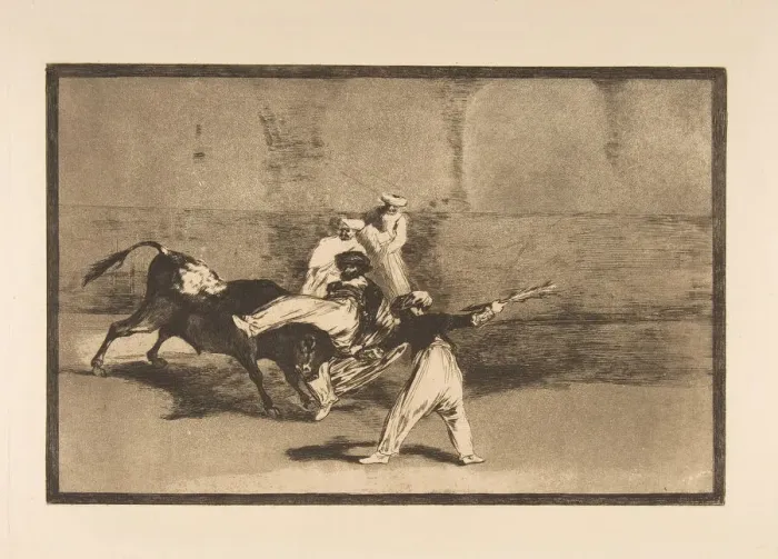 Framed Print : Plate 8 from the Tauromaquia : A moor caught by the bull in the ring, ca. 1816 Framed Print : Plate 8 from the Tauromaquia : A moor caught by the bull in the ring, ca. 1816