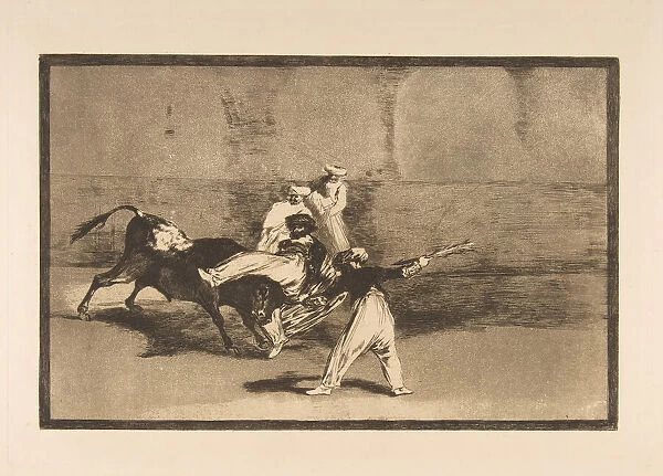 Plate 8 from the Tauromaquia : A moor caught by the bull in the ring, ca. 1816